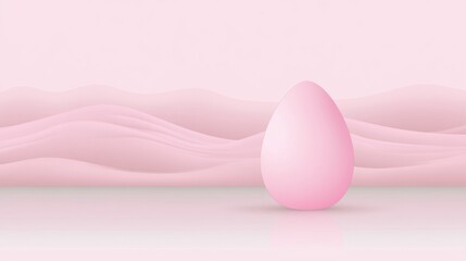 Soft Pink Egg on a Minimalist Background with Gentle Curves in a Serene Modern Environment