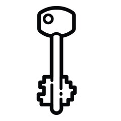 Door Key Outline Icon Isolated On White Background