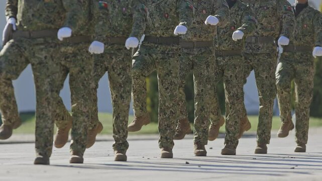 Portugal Commandos - special force soldiers marching in a row