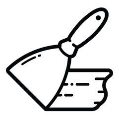 Plaster Tool Outline Icon Isolated On White Background