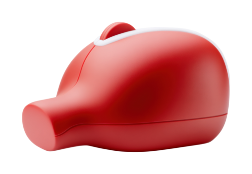 Playful red piggy bank home product design studio isolated on transparent background