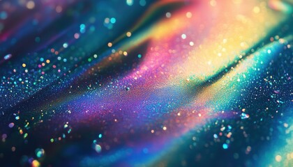Fototapeta premium Field Painting Featuring Holographic Texture Infused With Rainbow Stains; A Vibrant And Mesmerizing Artwork Displaying Unique Visual Elements.