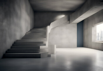 Fototapeta premium side interior room illustration wall 3d industrial template abstract stairs background concrete empty lighting modern with and