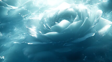 Fototapeta premium An ethereal blue rose submerged in water