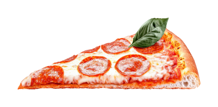 Savoring pepperoni pizza slice kitchen food isolated on transparent background