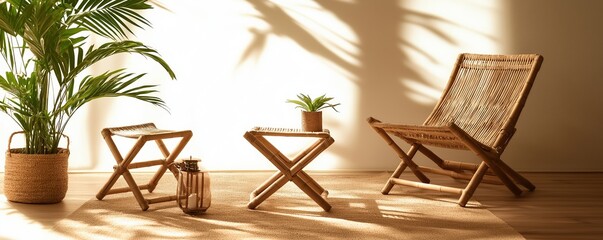 Eco-Friendly Bamboo Furniture Set for Small Spaces Modern Design Indoor Living Minimalist Style