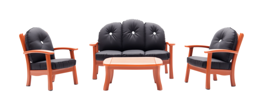 Stylish seating arrangement for home modern interior isolated on transparent background