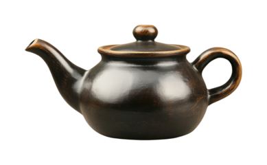 Pouring tea from a traditional teapot kitchen still life isolated on transparent background