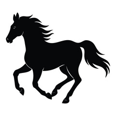 Obraz premium Black silhouette of a running horse