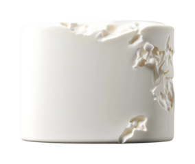 Elegant white cylinder sculpture studio display modern isolated on transparent background