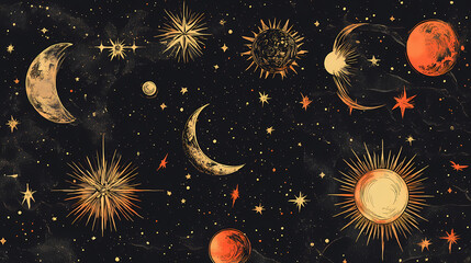 Fototapeta premium Celestial tapestry of the cosmos. Celestial Mythology. Illustration