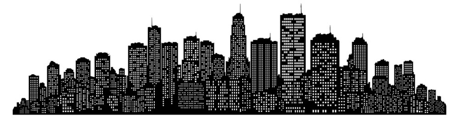 black city silhouette with transparent background © KRvisualPRO