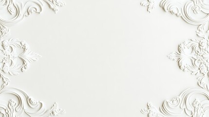 Elegant White Floral Ornate Frame Design Background
