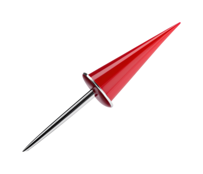 Red cone marker placement construction site view isolated on transparent background