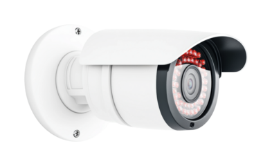 Urban office security surveillance camera installation isolated on transparent background