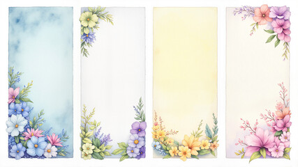 Floral Watercolor Backgrounds for Spring, Wedding Invitations, Greeting Cards, Scrapbooking, Print Design & Social Media Templates