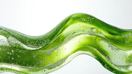 A vibrant green wavy structure with bubbles, resembling a gel or liquid.