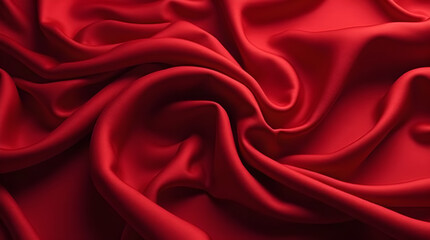 Obraz premium Luxurious Red Silk Fabric Texture Background: Smooth Satin Material with Elegant Drapes and Rich Color for Fashion, Design, & Photography