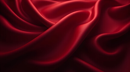Obraz premium Luxurious Red Silk Fabric Texture Background | Abstract Satin Cloth Draping | Elegant Crimson Textile Design | Rich Ruby Velvet Material Close Up