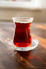 turkish cup of tea with teapot