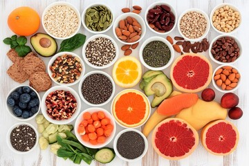 Exploring a colorful array of fresh fruits and nuts for a nourishing feast