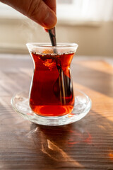 turkish cup of tea with teapot