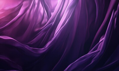 Obraz premium Elegant arrangement of silk fabric in rich purple hues, draped gracefully with soft lighting, creating a luxurious texture concept