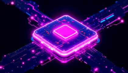 Neon AI chip illustrating next-gen technology, digital innovation