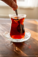 turkish cup of tea with teapot