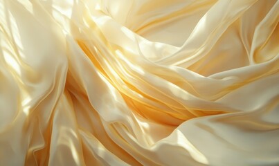 Obraz premium Elegant satin fabric in champagne hues cascading in graceful folds, reflecting soft natural light for a luxurious feel