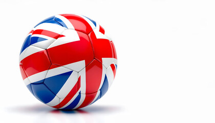 Soccer ball decorated with the Union Jack, offering a unique and patriotic design for football lovers.