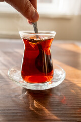 turkish cup of tea with teapot