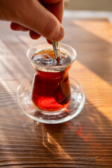 turkish cup of tea with teapot