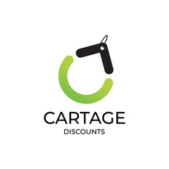 Cartage Discount Shopping logo design features a stylish shopping cart icon with bold typography, emphasizing affordability and great deals, brand identity corporate image editable vector.