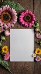 White sheet of Paper, Letter surrounded by flowers