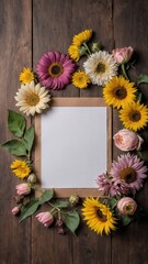 White sheet of Paper, Letter surrounded by flowers