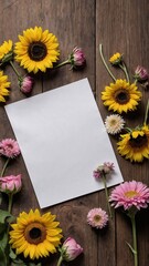 White sheet of Paper, Letter surrounded by flowers