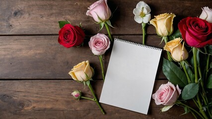 White sheet of Paper, Letter surrounded by flowers