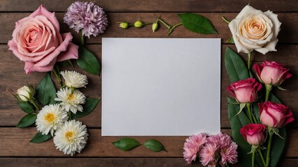 White sheet of Paper, Letter surrounded by flowers