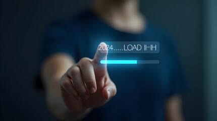 Futuristic Holographic Loading Bar 2024 LOAD IHH Digital Interface Finger Touch Technology