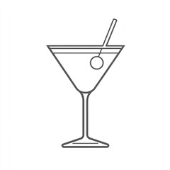 Martini glass illustration, simple line art, drink icon