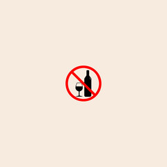 No Alcohol icon flat vector design. 