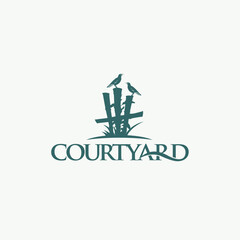 Gardening landscaping courtyard typography logo design editable vector brand identity image