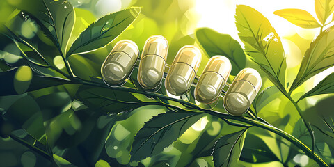 Capsules, Leaves, and Greenery: The Power of Nature in Health and Wellness through Organic Botanical Supplements and Herbal Remedies for Vitality, Nourishment, and Natural Healing