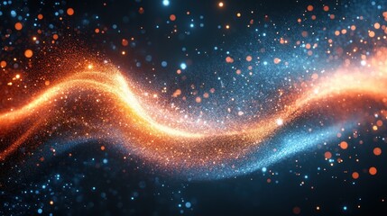 Glowing energy wave, cosmic background, digital art, abstract design