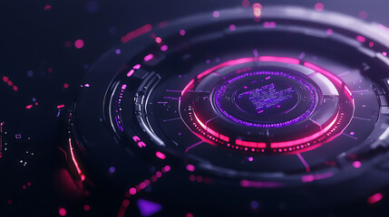 Obraz premium Futuristic digital interface with vibrant colors and glowing elements, showcasing advanced technology and data visualization