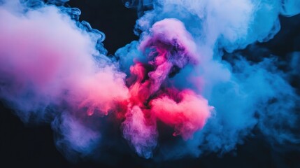 Fototapeta premium Colorful smoke swirls, abstract art, dark background, design element