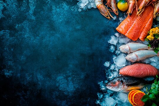 Fresh seafood display featuring a variety of fish at a culinary workshop in the morning