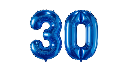 Realistic 3D blue number  25 shaped balloon isolated on white or transparent background