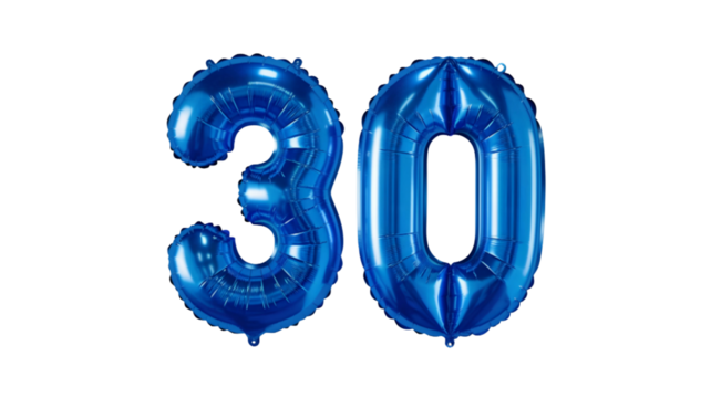 Realistic 3D blue number  25 shaped balloon isolated on white or transparent background
